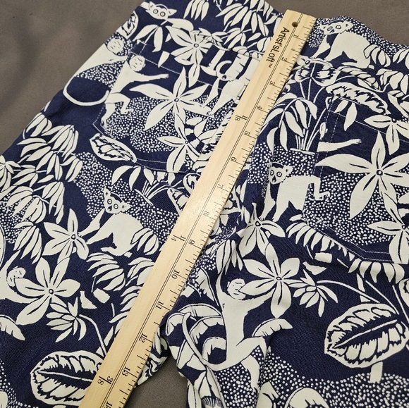 J McLaughlin Pants Women 2 Blue Floral Leaves Stretch Tapered Fit Masie - Picture 7 of 8